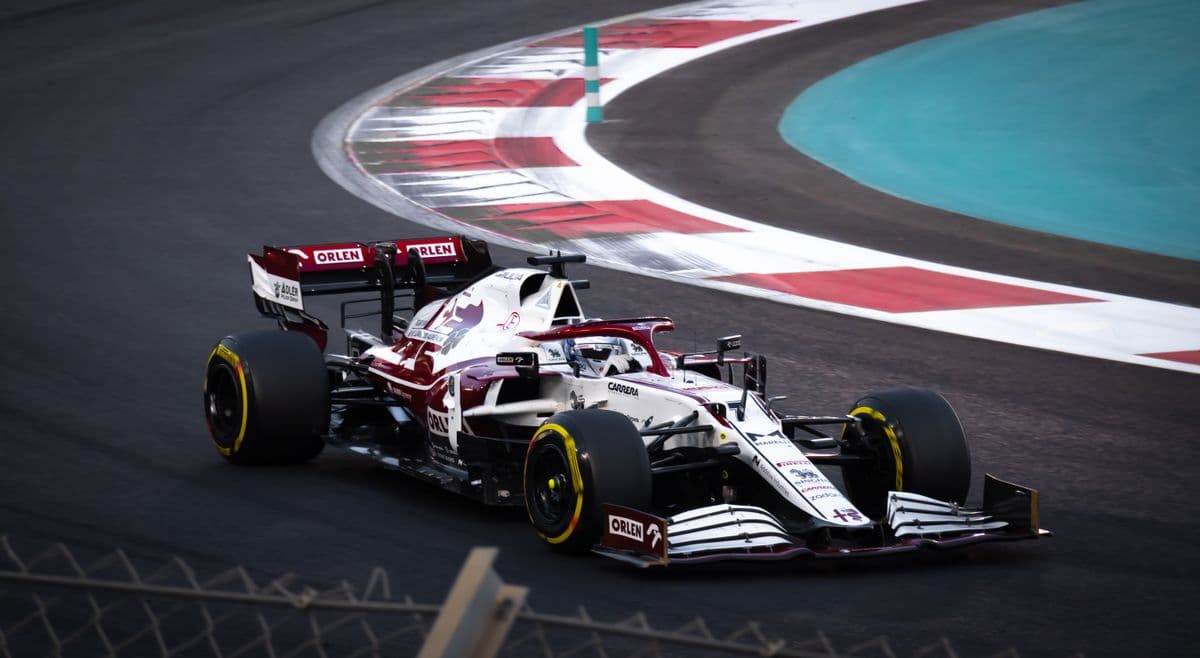 Race car on a track, motion blur